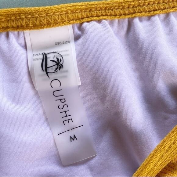 Cupshe mustard yellow ribbed bikini bottom sz M - Picture 3 of 5